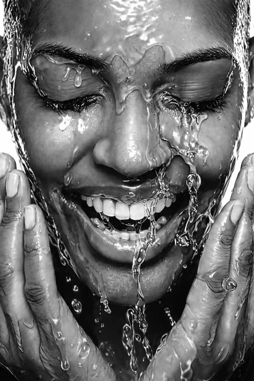 Water splash with soft pink tones for a calming skincare feel